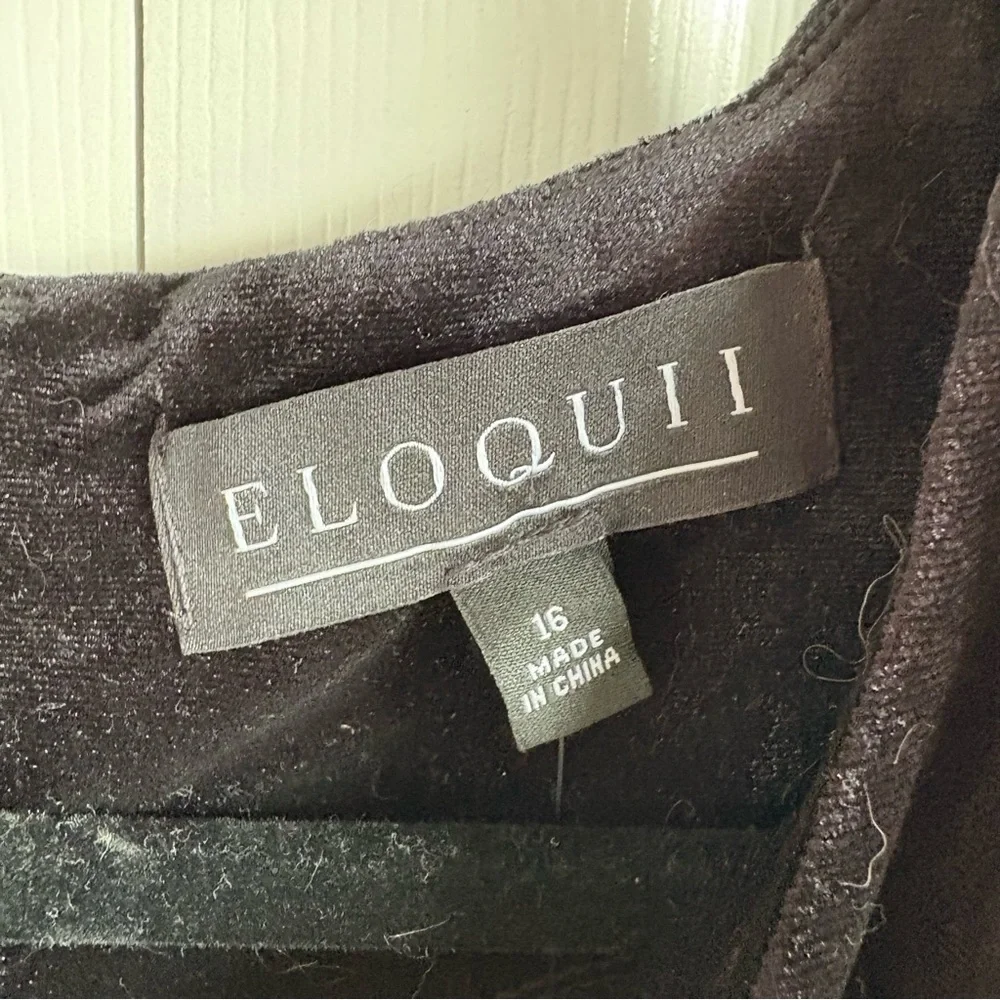 Eloquii Black White Pearl Embellished Bodycon Velvet Mini Dress 16 Long Sleeve - Picture 3 of 9